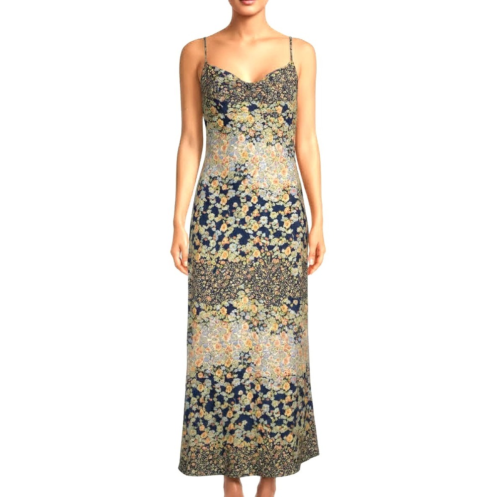 H&M Floral Boho Size 14 Spaghetti Strap Babydoll Maxi Dress lightweight romantic